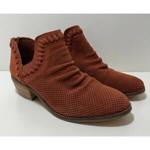 VINCE CAMUTO Palmina Leather Perforated Suede Ankle Booties Boots Womens 8M